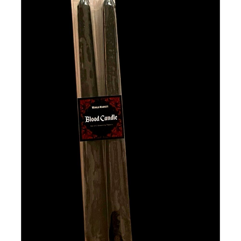 World Market Blood Candle 2-Pack 10in Black/Red Bleeding Taper, Unscented